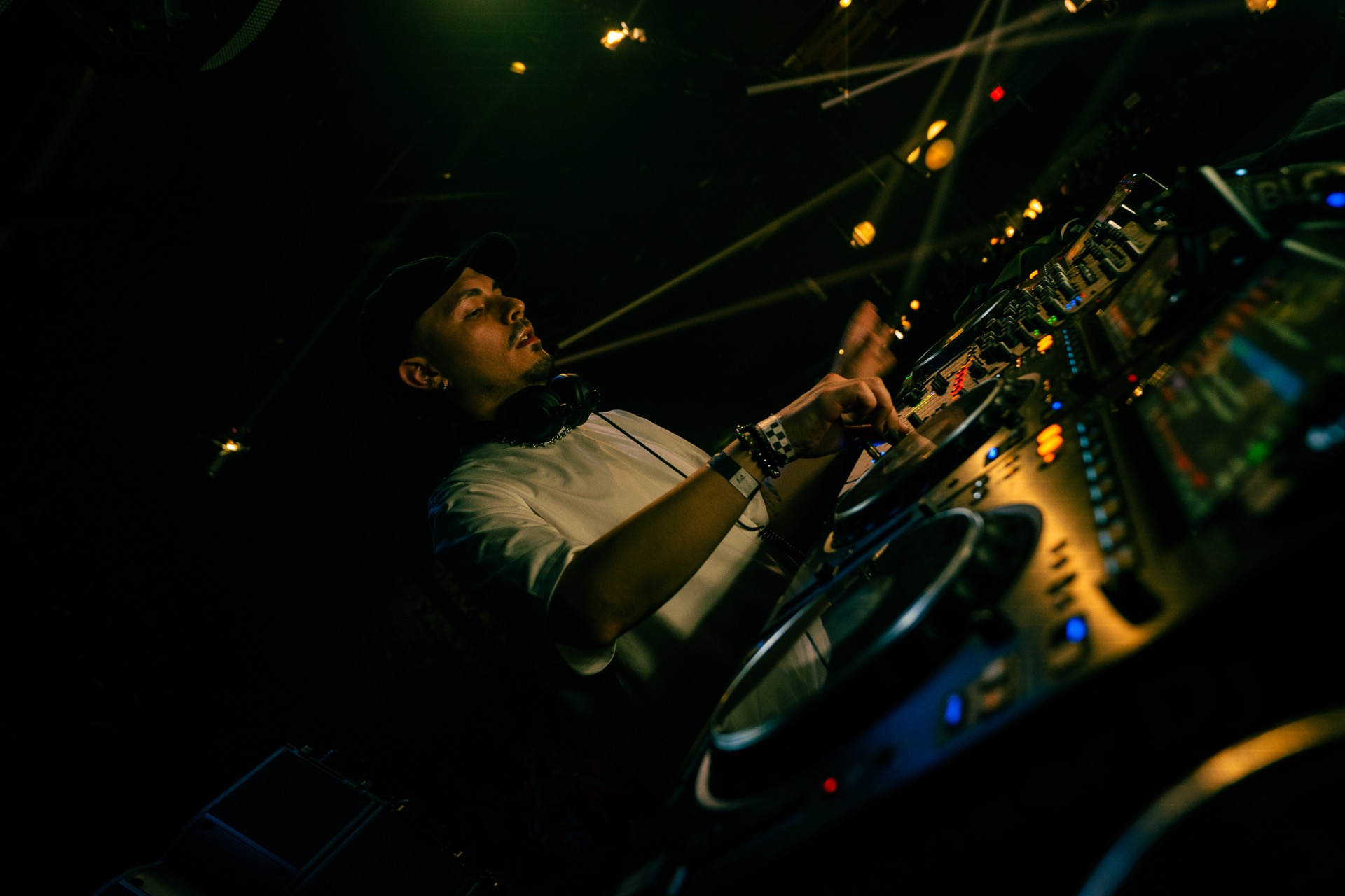 DJ working the decks